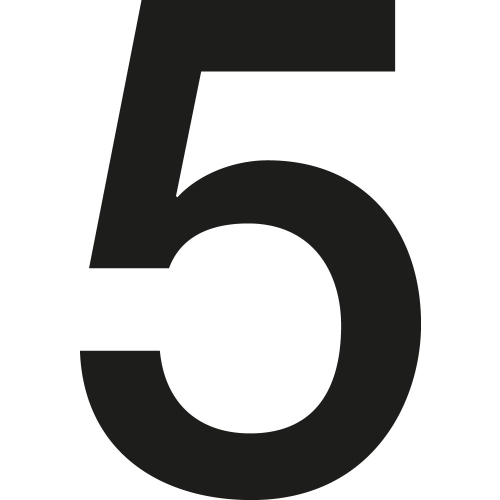 Stanzziffer 5, Schrifthöhe 100 mm, schwarz, Folie selbstklebend, 10 St./Verpackungseinheit Stanzziffer 5, Schrifthöhe 100 mm, schwarz, Folie selbstklebend, 10 St./Verpackungseinheit