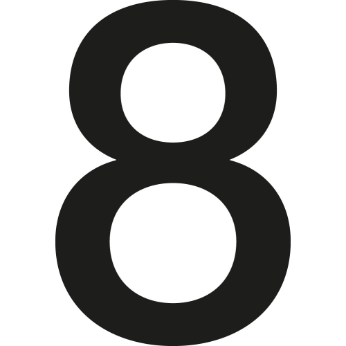 Stanzziffer 8, Schrifthöhe 50 mm, schwarz, Folie selbstklebend, 10 St./Verpackungseinheit Stanzziffer 8, Schrifthöhe 50 mm, schwarz, Folie selbstklebend, 10 St./Verpackungseinheit