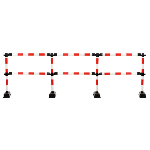 Start-Set Express-Absperrung 3m, 1 m-Modul / 2 m-Erweiterung, 4 Füße, rot-weiß, PVC, 940 mm, 1 Stück Start-Set Express-Absperrung 3m, 1 m-Modul / 2 m-Erweiterung, 4 Füße, rot-weiß, PVC, 940 mm, 1 Stück