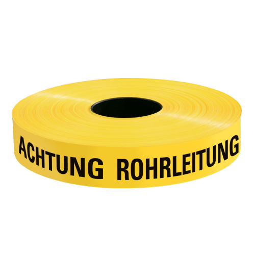 Trassenwarnband ACHTUNG ROHRLEITUNG, gelb, Polyethylen, 40 mm breit, 250 m/Rolle Trassenwarnband ACHTUNG ROHRLEITUNG, gelb, Polyethylen, 40 mm breit, 250 m/Rolle