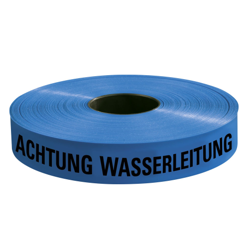 Trassenwarnband ACHTUNG WASSERLEITUNG, blau, Polyethylen, 40 mm breit, 250 m/Rolle
