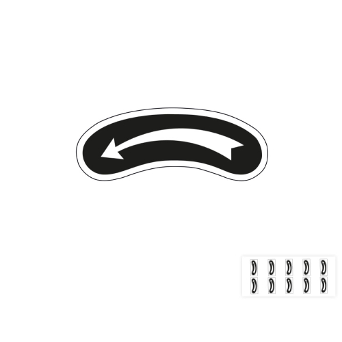 Produkt Hauptbild von Drehrichtungspfeil gebogen, links- oder rechtsweisend, RoHS konform, schwarz-weiß, Folie selbstklebend, 62 mm x 18 mm
