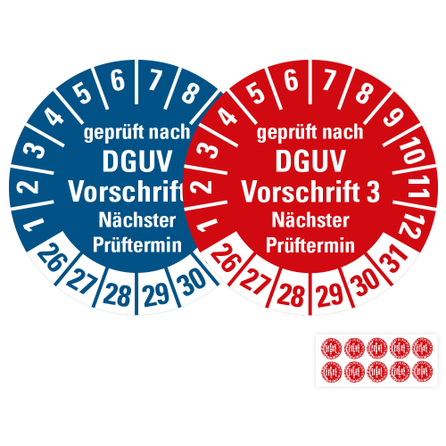 Produkt Hauptbild von Prüfplakette geprüft nach DGUV Vorschrift 3 Nächster Prüftermin, 26 - 31