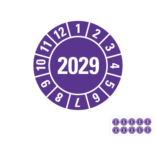 Produkt Hauptbild von Jahresprüfplakette 2029, violett, Standardfolie