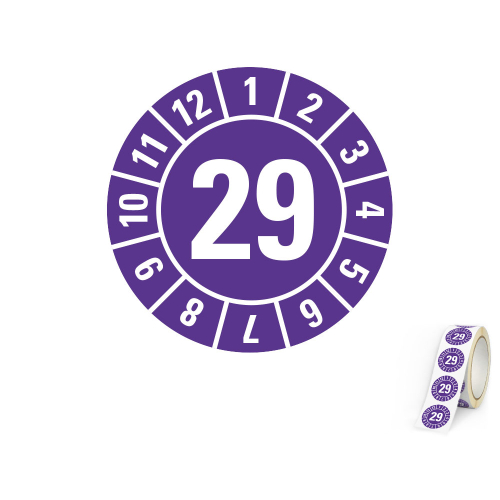 Produkt Hauptbild von Jahresprüfplakette 29, violett, Folie selbstklebend