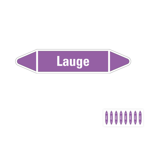 Produkt Hauptbild von Rohrleitungsetikett: Lauge, violett-weiß, Standardfolie, versch.  Formate