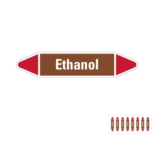 Produkt Hauptbild von Rohrleitungsetikett: Ethanol, braun-weiß-rot, Standardfolie, versch.  Formate