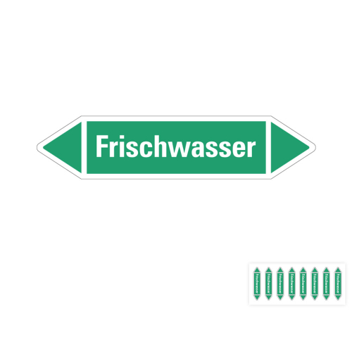 Produkt Hauptbild von Rohrleitungsetikett: Frischwasser, grün-weiß, Standardfolie, versch.  Formate