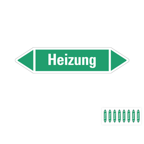 Produkt Hauptbild von Rohrleitungsetikett: Heizung, grün-weiß, Standardfolie, versch.  Formate