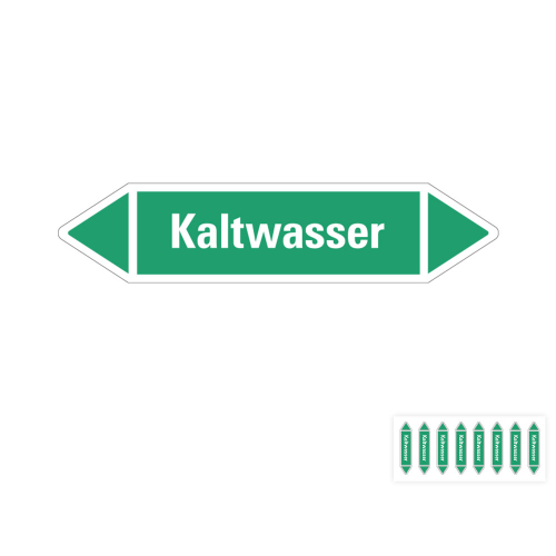 Produkt Hauptbild von Rohrleitungsetikett: Kaltwasser, grün-weiß, Standardfolie, versch.  Formate