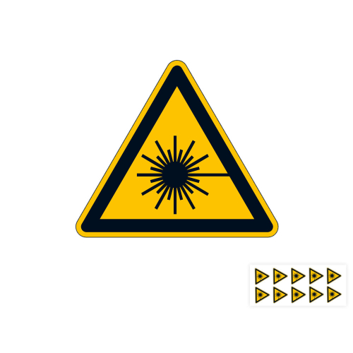 Produkt Hauptbild von Warnung vor Laserstrahl, Dreieck, gelb-schwarz, ASR/ISO, versch. Materialien, Schenkellängen und Lieferformen