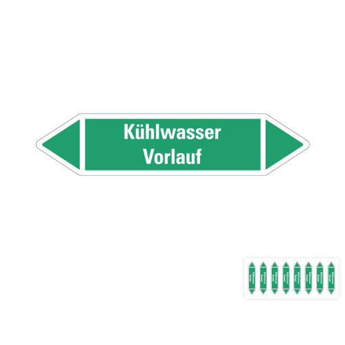 Produkt Hauptbild von Rohrleitungsetikett: Kühlwasser Vorlauf, grün-weiß, Standardfolie, versch.  Formate