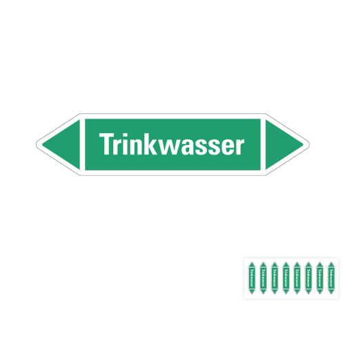 Produkt Hauptbild von Rohrleitungsetikett: Trinkwasser, grün-weiß, Standardfolie, versch.  Formate