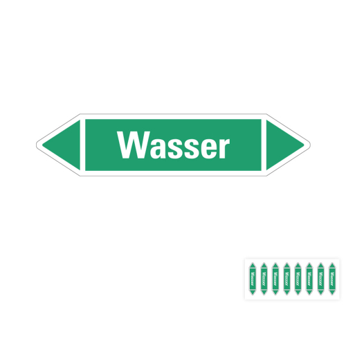 Produkt Hauptbild von Rohrleitungsetikett: Wasser, grün-weiß, Standardfolie, versch.  Formate