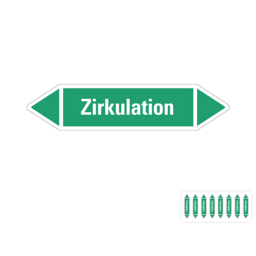 Produkt Hauptbild von Rohrleitungsetikett: Zirkulation, grün-weiß, Standardfolie, versch.  Formate