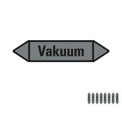 Produkt Hauptbild von Rohrleitungsetikett: Vakuum, grau-schwarz, Standardfolie, versch.  Formate