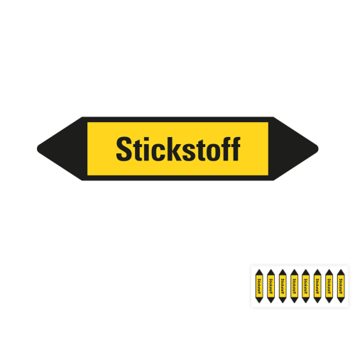 Produkt Hauptbild von Rohrleitungsetikett: Stickstoff, gelb-schwarz, Standardfolie, versch.  Formate