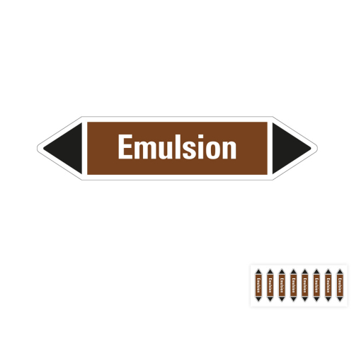 Produkt Hauptbild von Rohrleitungsetikett: Emulsion, braun-weiß-schwarz, Standardfolie, versch.  Formate