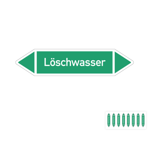 Produkt Hauptbild von Rohrleitungsetikett: Löschwasser, gemäß DIN 2403, grün-weiß, Standardfolie, versch.  Formate