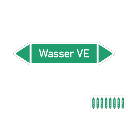 Produkt Hauptbild von Rohrleitungsetikett: Wasser VE, gemäß DIN 2403, grün-weiß, Standardfolie, versch.  Formate