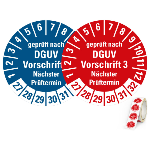 Prüfplakette geprüft nach DGUV Vorschrift 3 Nächster Prüftermin, 27 - 32,  500 St./Rolle