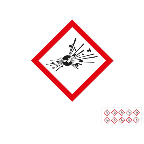 Produkt Hauptbild von Gefahrensymbol: GHS01 Explodierende Bombe, Folie selbstklebend, versch. Größen & Lieferformen