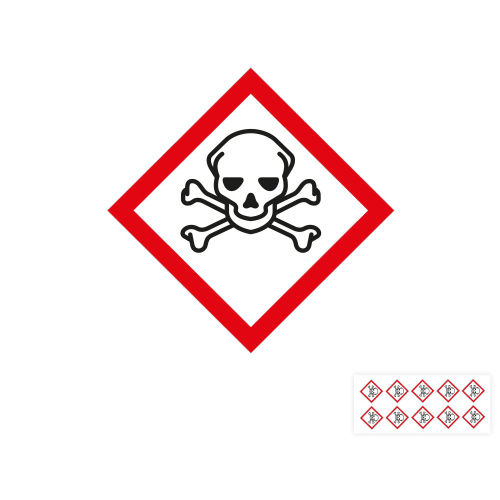 Produkt Hauptbild von Gefahrensymbol: GHS06 Totenkopf, Folie selbstklebend, versch. Größen und Lieferformen