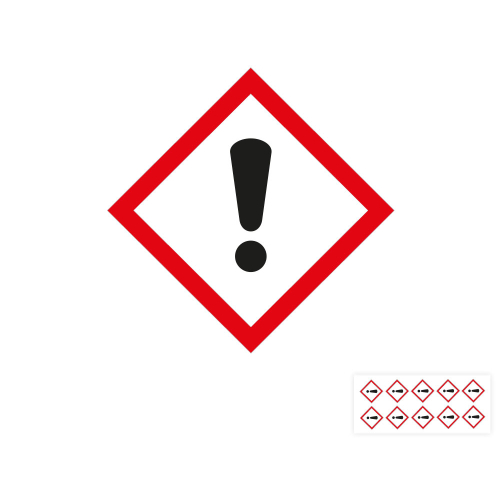 Produkt Hauptbild von Gefahrensymbol: GHS07 Ausrufezeichen, Folie selbstklebend, versch. Größen und Lieferformen