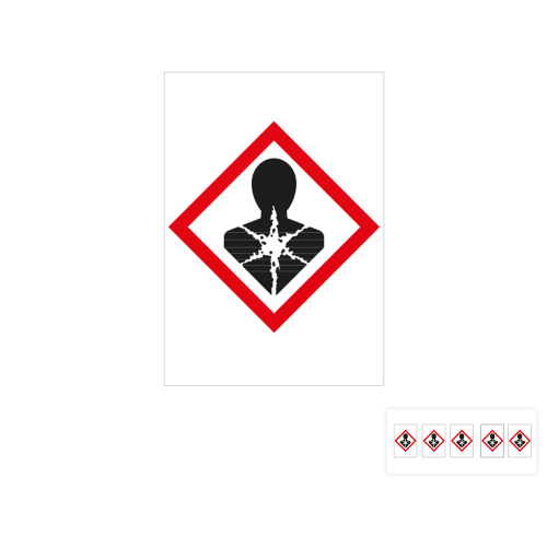 Produkt Hauptbild von Gefahrensymbol: GHS08 Gesundheitsgefahr für Rohrleitungen, Folie selbstklebend, versch. Größen und Lieferformen