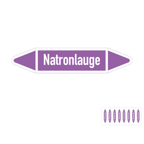 Produkt Hauptbild von Rohrleitungsetikett: Natronlauge, DIN 2403, violett-weiß, für Rohre mit versch.  Durchmessern, Folie selbstklebend