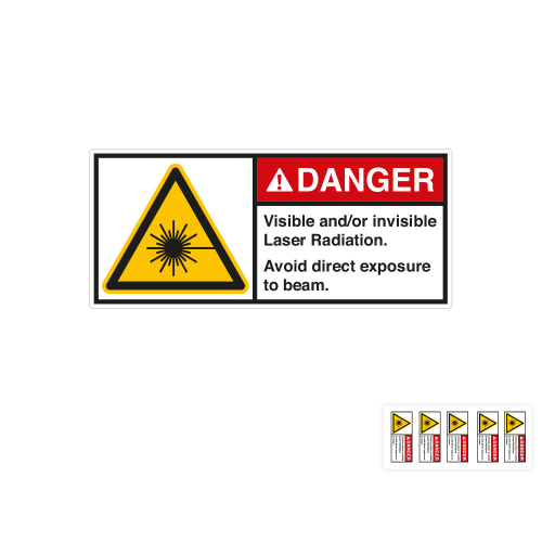 Produkt Hauptbild von ANSI-Aufkleber: DANGER Visible and/or invisible Laser Radiation [...], UL-anerkannt, ANSI Z535-4, Folie selbstklebend, versch. Größen