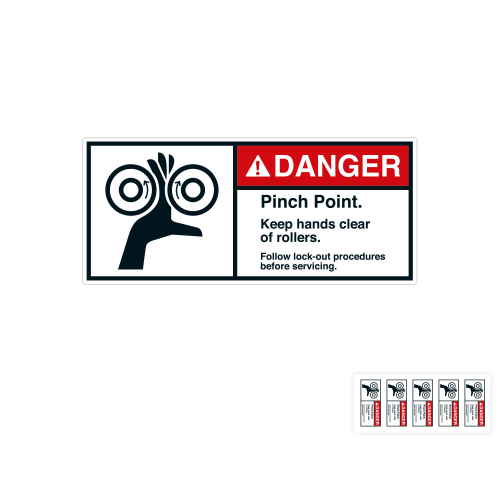 Produkt Hauptbild von ANSI-Aufkleber: DANGER Pinch Point [...], UL-anerkannt, ANSI Z535-4, Folie selbstklebend, versch. Größen