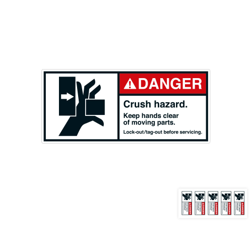 Produkt Hauptbild von ANSI Aufkleber: DANGER Crush hazard [...], UL-anerkannt, ANSI Z535-4, Folie selbstklebend, versch. Größen