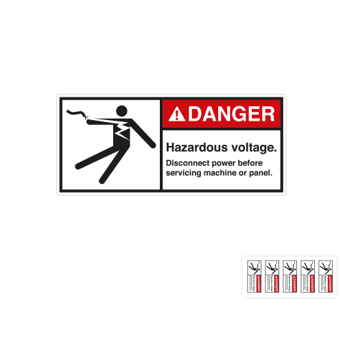 Produkt Hauptbild von DANGER Hazardous voltage [...], UL-anerkannt, ANSI Z535-4, Folie selbstklebend, versch. Größen