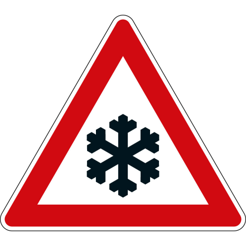 Verkehrszeichen-Nr. 145-53, Schnee- oder Eisglätte, Aluminium reflektierend RA0, Schenkellänge 900 mm, 1 Stück Verkehrszeichen-Nr. 145-53, Schnee- oder Eisglätte, Aluminium reflektierend RA0, Schenkellänge 900 mm, 1 Stück