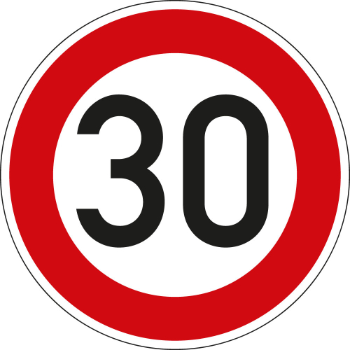Verkehrszeichen-Nr. 274-30, Zulässige Höchstgeschwindigkeit 30 km/h, Aluminium reflektierend RA1, Ø 600 mm, 1 Stück Verkehrszeichen-Nr. 274-30, Zulässige Höchstgeschwindigkeit 30 km/h, Aluminium reflektierend RA1, Ø 600 mm, 1 Stück