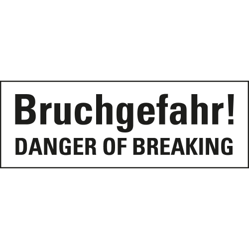 Verpackungsetikett: Bruchgefahr, 2-sprachig, weiß, permanent haftendes Haftpapier, 147 mm x 50 mm, 250 St./Rolle