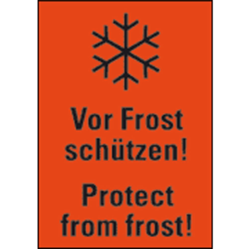 Verpackungsetikett: Vor Frost schützen, rot, permanent haftendes Haftpapier selbstklebend, 74 mm x 105 mm, 500 St./Rolle Verpackungsetikett: Vor Frost schützen, rot, permanent haftendes Haftpapier selbstklebend, 74 mm x 105 mm, 500 St./Rolle