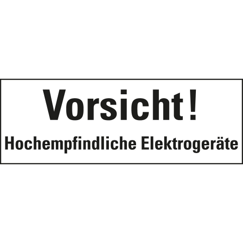 Verpackungsetikett: Vorsicht! Hochempfindliche Elektrogeräte, weiß, permanent haftendes Haftpapier, 147 mm x 50 mm, 250 St./Rolle