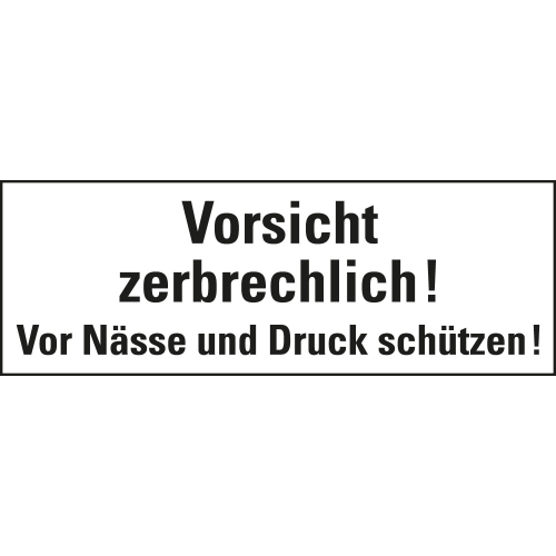 Verpackungsetikett: Vorsicht zerbrechlich! Vor Nässe und Druck schützen!, weiß, permanent haftendes Haftpapier, 147 mm x 50 mm, 250 St./Rolle Verpackungsetikett: Vorsicht zerbrechlich! Vor Nässe und Druck schützen!, weiß, permanent haftendes Haftpapier, 147 mm x 50 mm, 250 St./Rolle