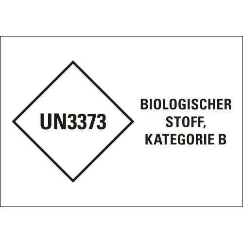 Verpackungskennzeichen: Biologischer Stoff, Kategorie B, UN3373, Folie selbstklebend, 210 x 148 mm, 1 Stück