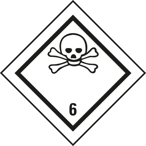 Verpackungskennzeichen: Klasse 6.1 - Giftig, weiß-schwarz, ADR, RID, IMDG-Code, GGVSEB, Haftpapier permanent, 50 mm x 50 mm, 1000 St./Rolle Verpackungskennzeichen: Klasse 6.1 - Giftig, weiß-schwarz, ADR, RID, IMDG-Code, GGVSEB, Haftpapier permanent, 50 mm x 50 mm, 1000 St./Rolle