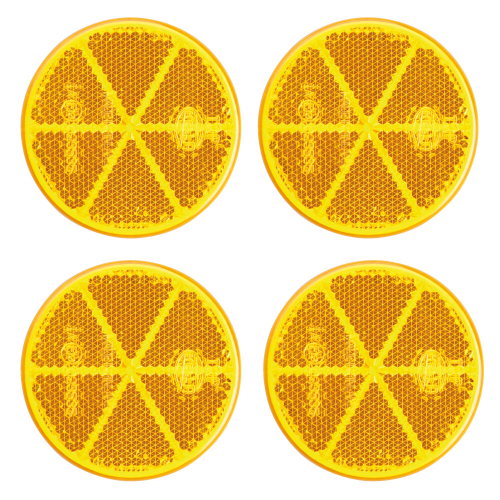 Warn-Reflektor, mit 2 Klebestreifen, gelb, Kunststoff, Ø 60 mm, 4 St. / Verpackungseinheit Warn-Reflektor, mit 2 Klebestreifen, gelb, Kunststoff, Ø 60 mm, 4 St. / Verpackungseinheit