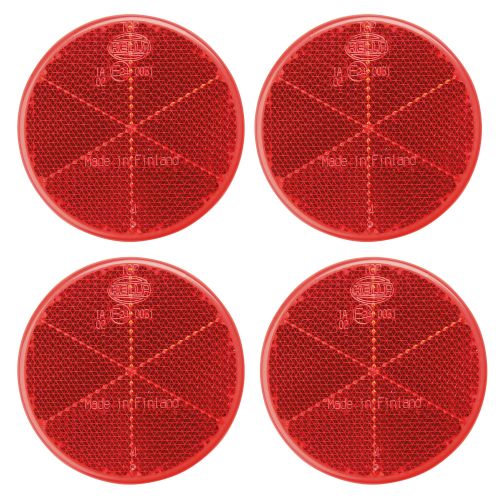 Warn-Reflektor, mit 2 Klebestreifen, rot, Kunststoff, Ø 60 mm, 4 St. / Verpackungseinheit Warn-Reflektor, mit 2 Klebestreifen, rot, Kunststoff, Ø 60 mm, 4 St. / Verpackungseinheit
