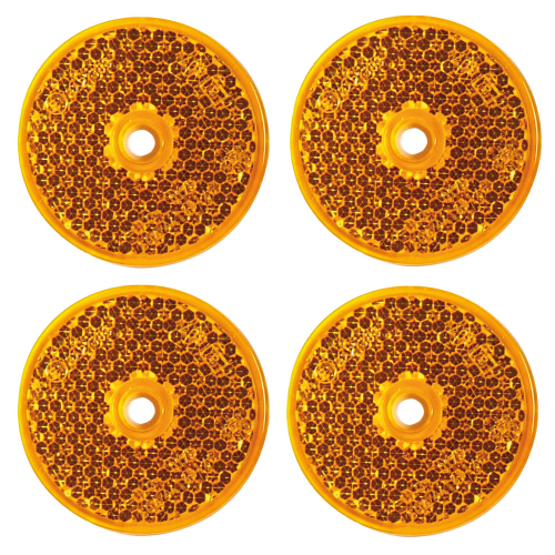 Warn-Reflektor, mit Schraubloch, gelb, Kunststoff, Ø 61 mm, 4 St. / Verpackungseinheit Warn-Reflektor, mit Schraubloch, gelb, Kunststoff, Ø 61 mm, 4 St. / Verpackungseinheit