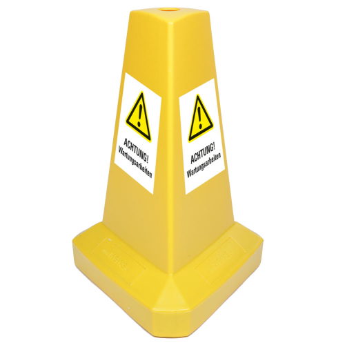Warnaufsteller schwer: Achtung! Wartungsarbeiten, Symbol und Text, dreiseitig, Polypropylen, 400 x 540 mm, 1 Stück
