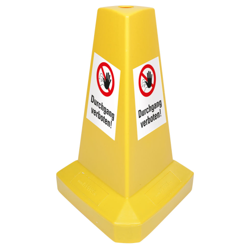 Warnaufsteller schwer: Durchgang verboten, Symbol und Text, dreiseitig, Polypropylen, 400 x 540 mm, 1 Stück
