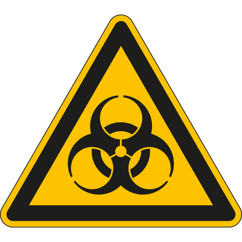 Warnschild: Warnung vor Biogefährdung, Dreieck, gelb-schwarz, ASR/ISO, Kunststoff, Schenkellänge 200 mm, 1 Stück