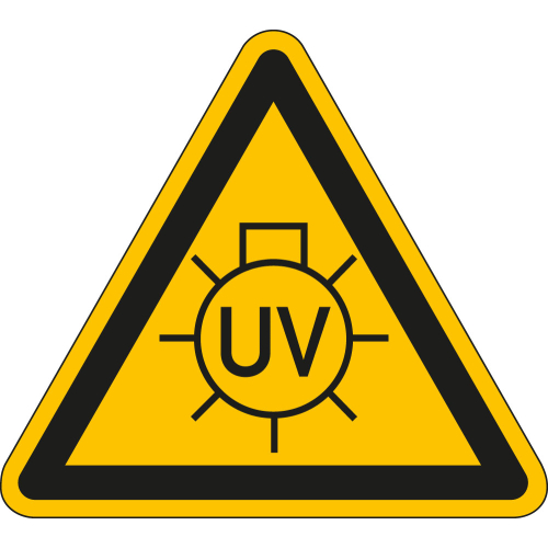Warnschild: Warnung vor UV-Strahlung, Dreieck, gelb-schwarz, Folie selbstklebend, Schenkellänge 100 mm, 1 Stück Warnschild: Warnung vor UV-Strahlung, Dreieck, gelb-schwarz, Folie selbstklebend, Schenkellänge 100 mm, 1 Stück