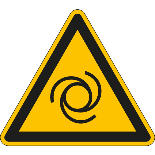 Warnung vor automatischem Anlauf, Dreieck, gelb-schwarz, ASR/ISO, Kunststoff, Schenkellänge 300 mm, 1 Stück